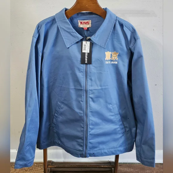 IKIGAI Authentic Brand Tokyo Japan Auto Club Blue Twill Jacket Men Size Medium - Picture 2 of 7